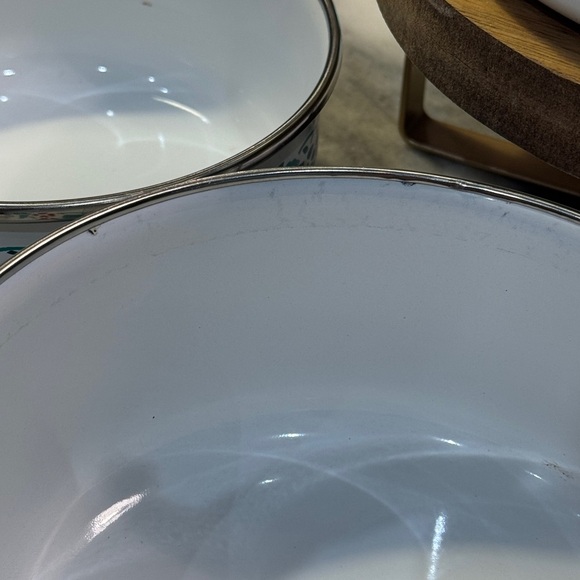 Vintage Kobe Kitchen Bowls Floral Pattern Enamel Metal Mixing Nesting Bowls - Picture 11 of 11